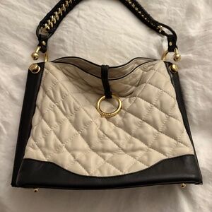 Bcbg white and black quilted shoulder bag